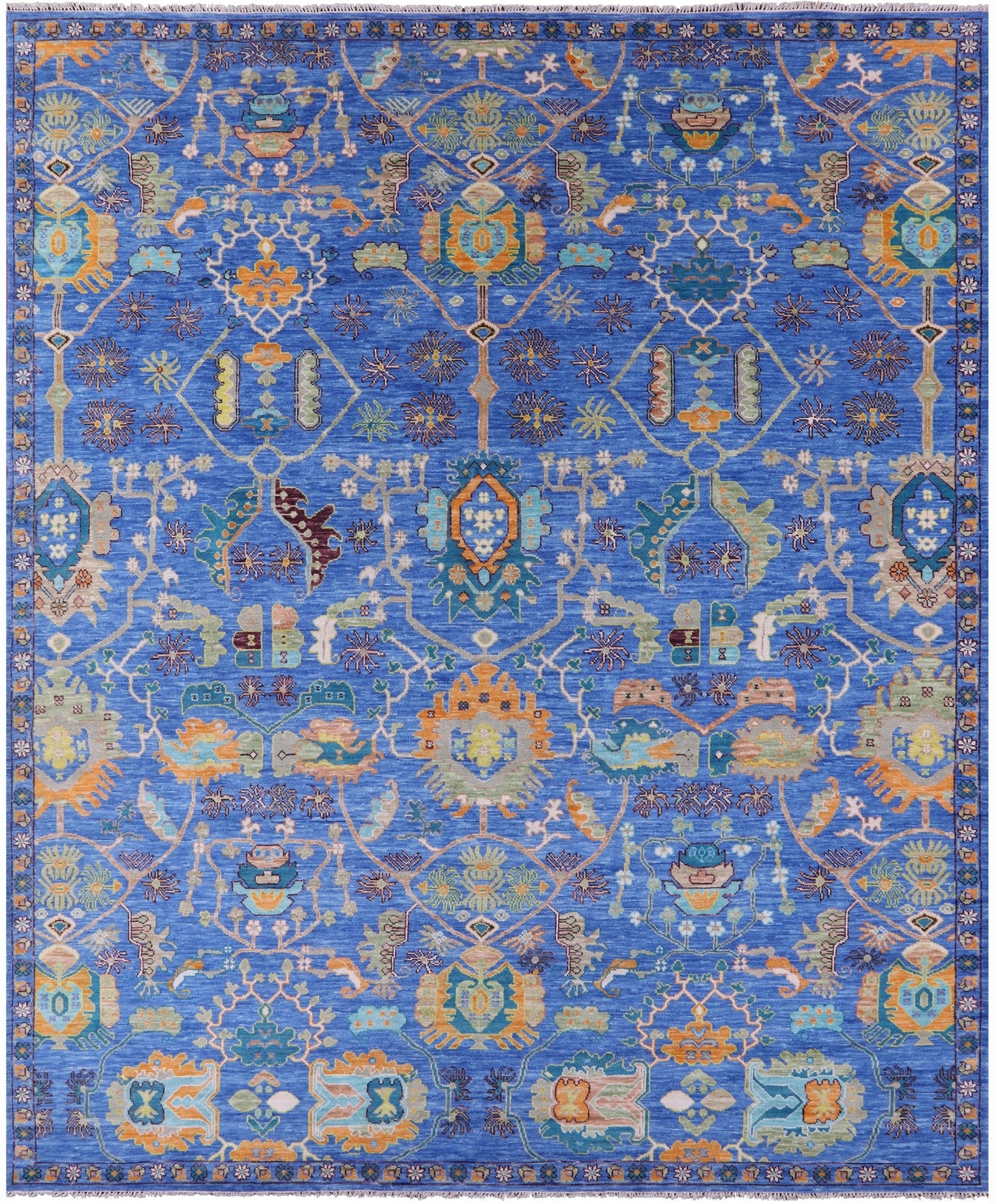Blue Heriz Serapi Hand Knotted Wool Rug - 12' 2" X 15' 2" - Golden Nile