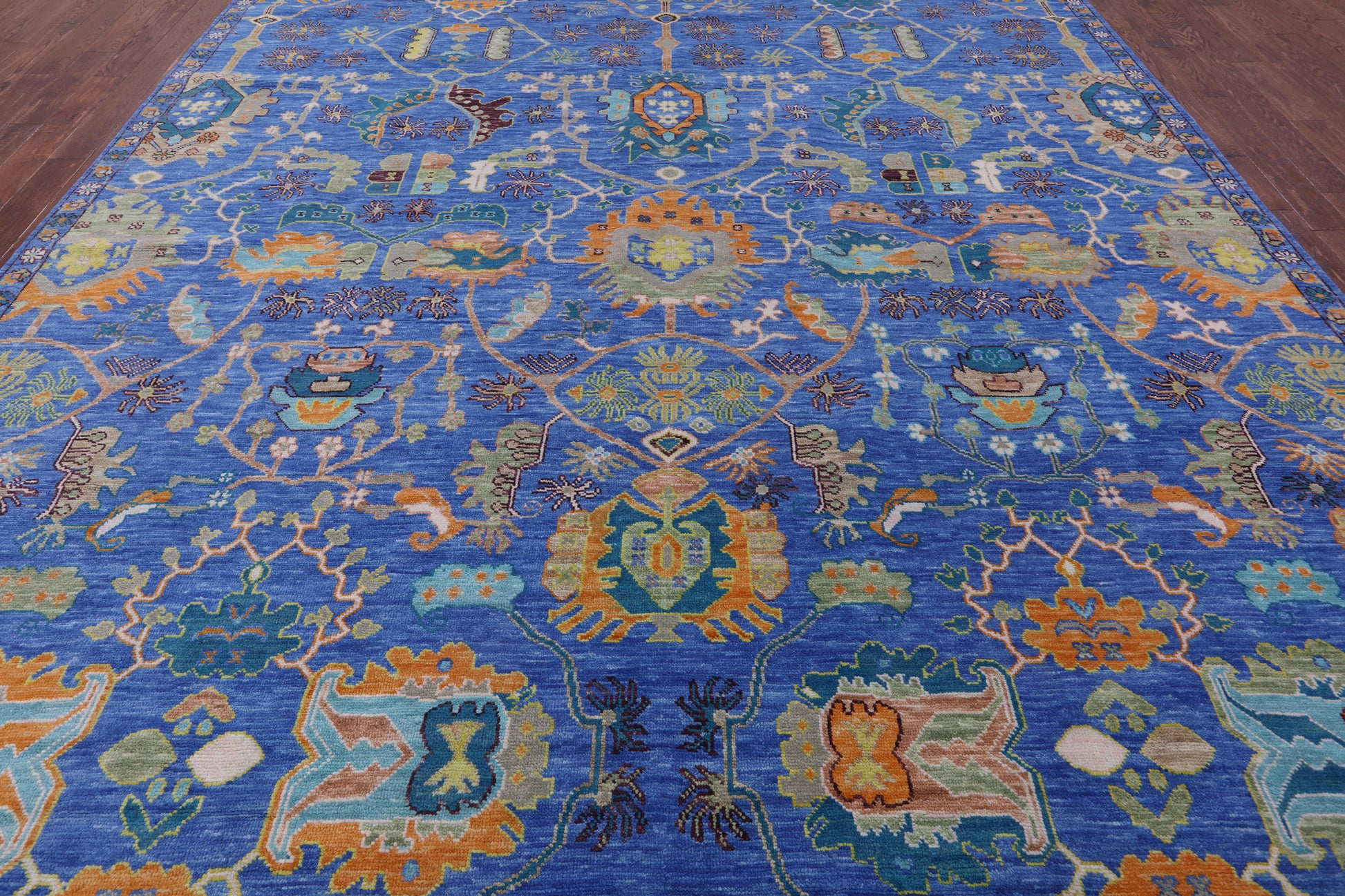 Blue Heriz Serapi Hand Knotted Wool Rug - 12' 2" X 15' 2" - Golden Nile
