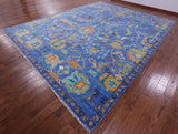 Blue Heriz Serapi Hand Knotted Wool Rug - 12' 2" X 15' 2" - Golden Nile