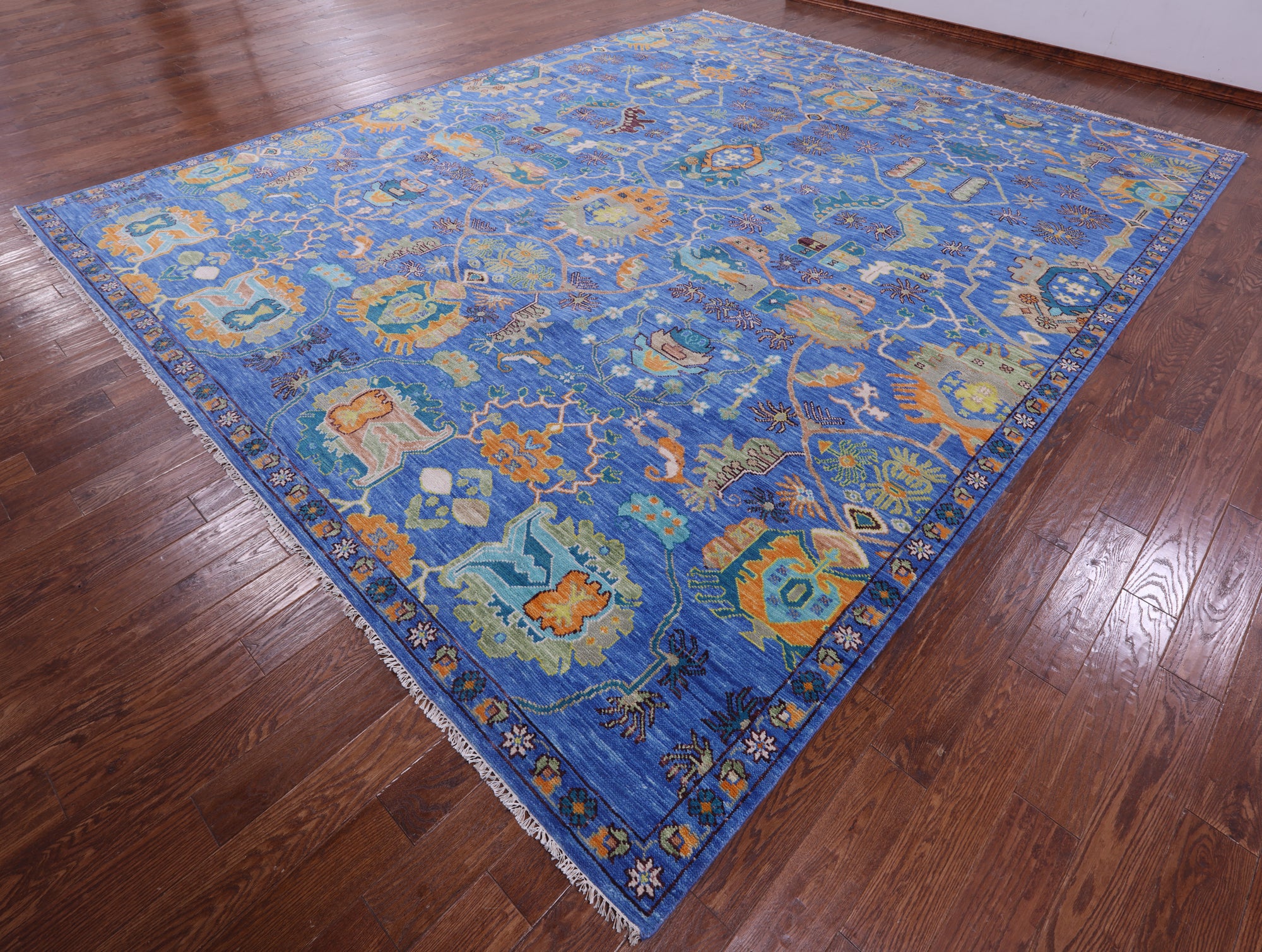 Blue Heriz Serapi Hand Knotted Wool Rug - 12' 2" X 15' 2" - Golden Nile