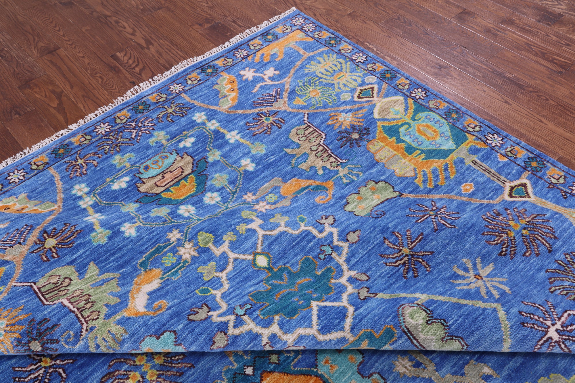 Blue Heriz Serapi Hand Knotted Wool Rug - 12' 2" X 15' 2" - Golden Nile