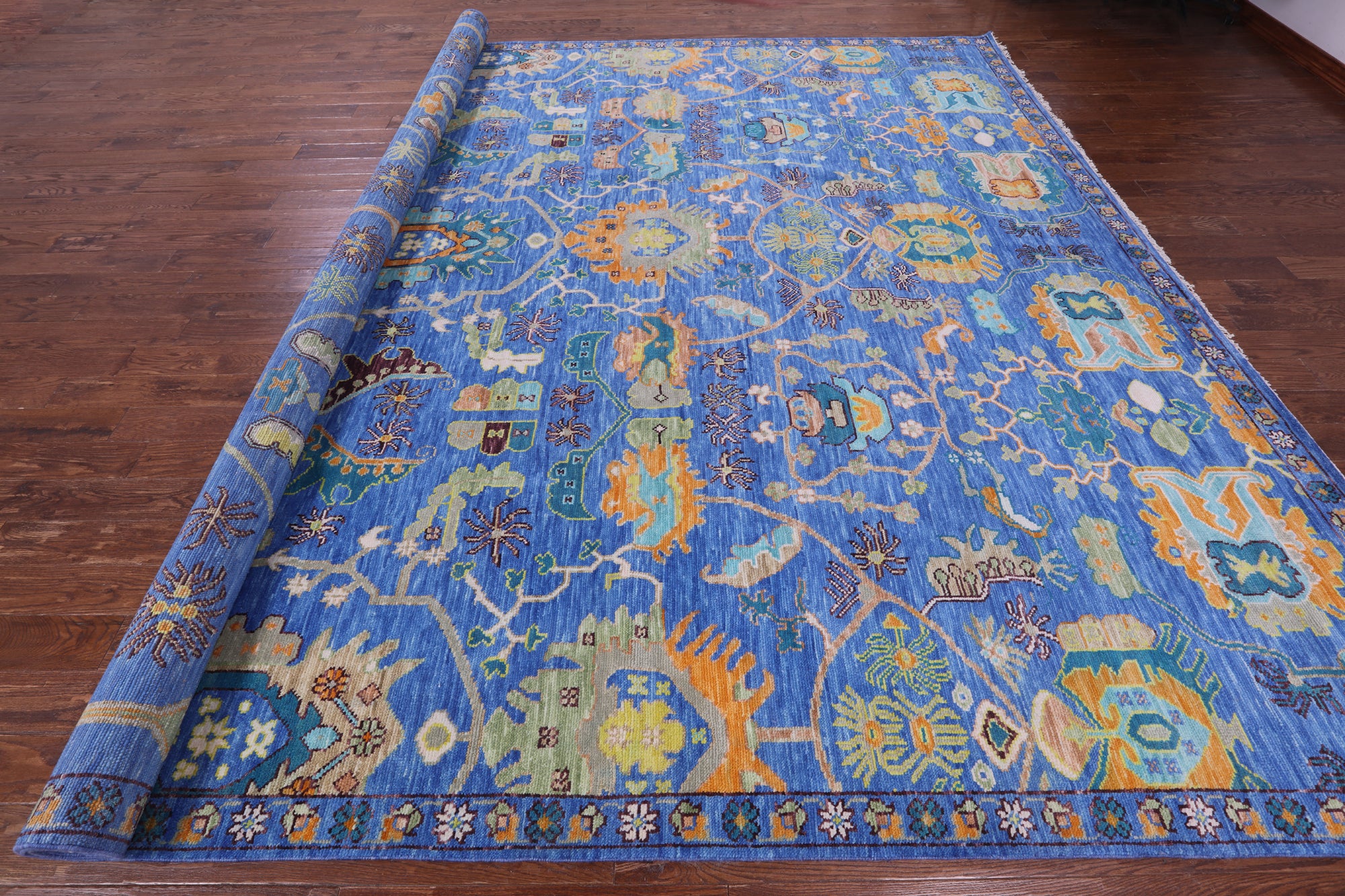 Blue Heriz Serapi Hand Knotted Wool Rug - 12' 2" X 15' 2" - Golden Nile
