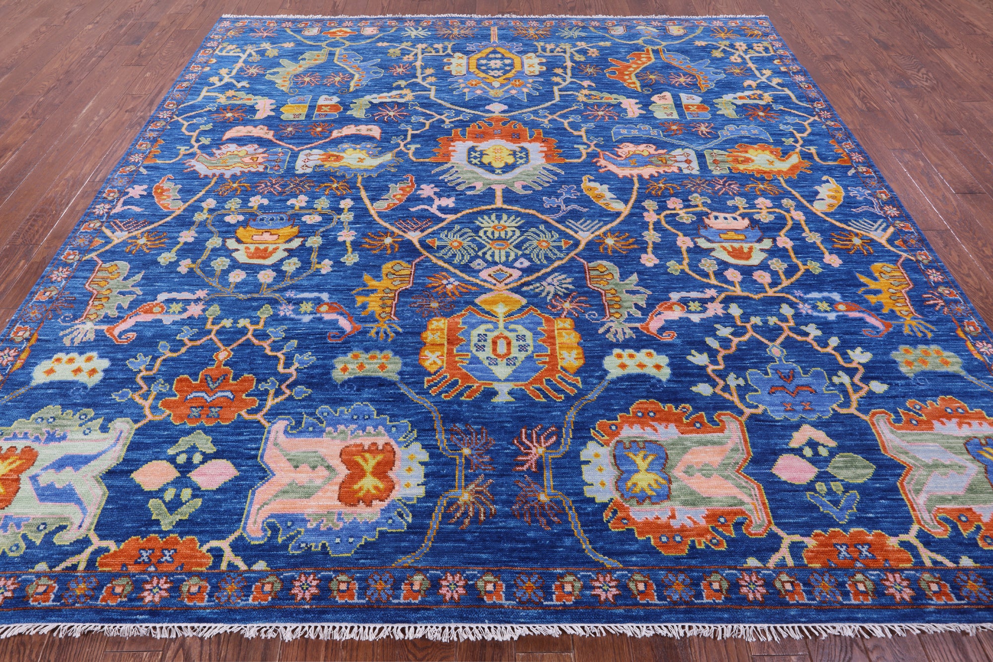 Blue Square Heriz Serapi Hand Knotted Wool Rug - 10' 1" X 10' 3" - Golden Nile