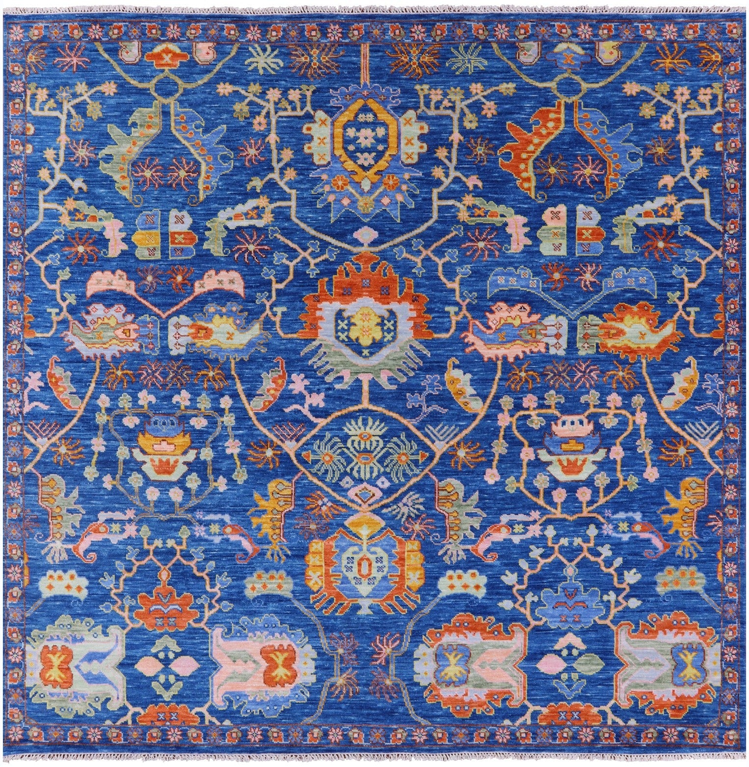Blue Square Heriz Serapi Hand Knotted Wool Rug - 10' 1" X 10' 3" - Golden Nile