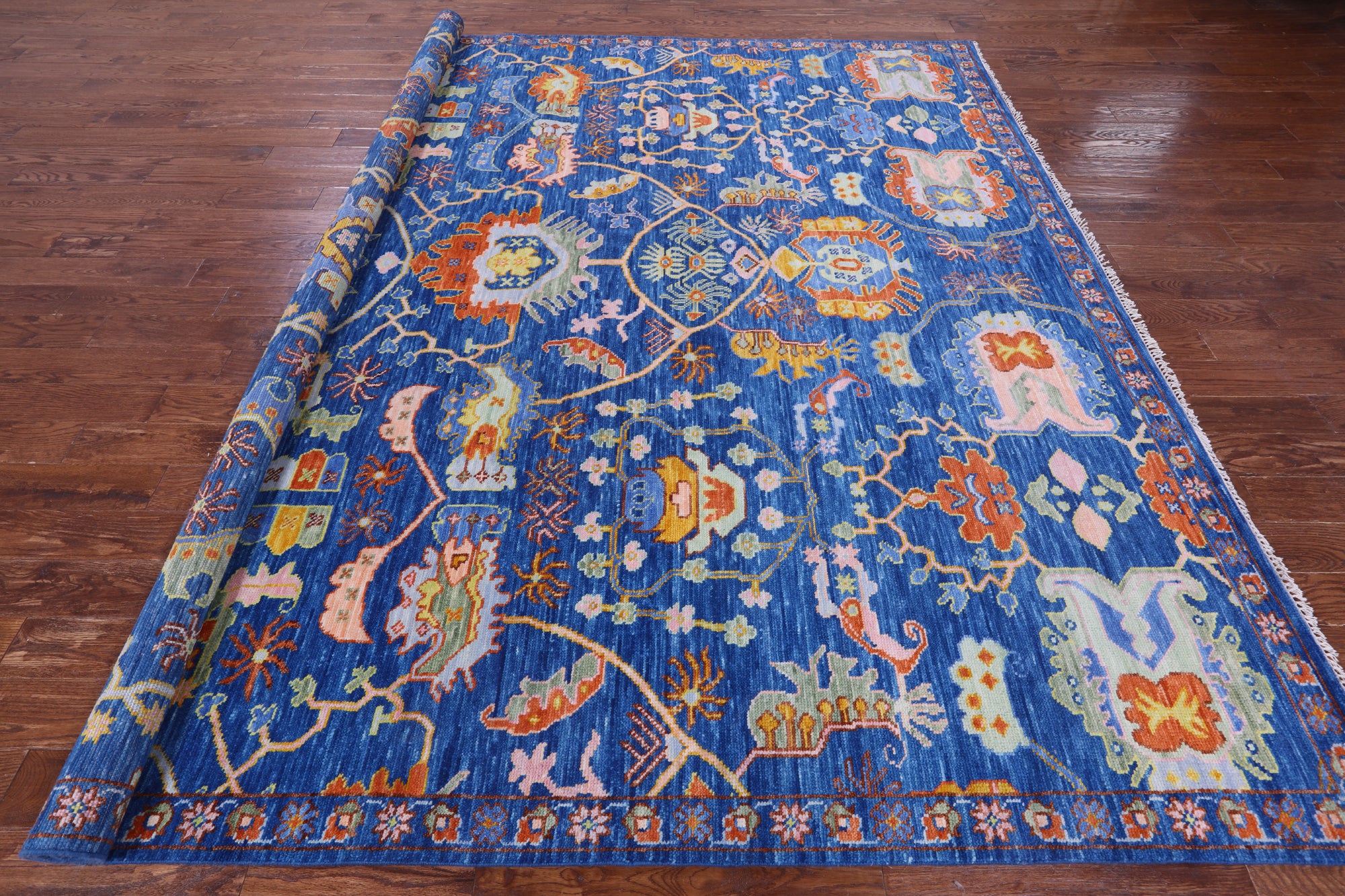 Blue Square Heriz Serapi Hand Knotted Wool Rug - 10' 1" X 10' 3" - Golden Nile