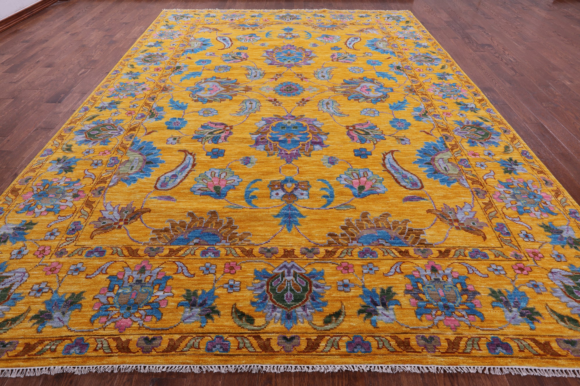 Gold Persian Tabriz Hand Knotted Wool Rug - 10' 3" X 13' 11" - Golden Nile