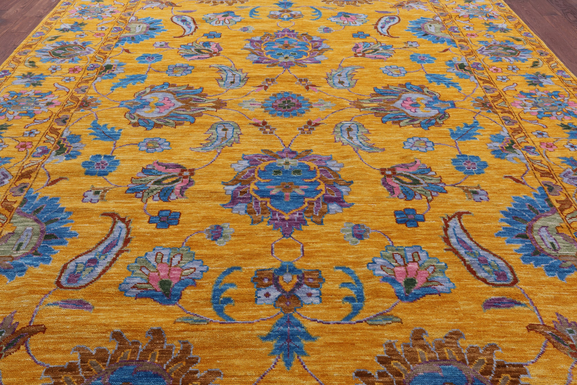 Gold Persian Tabriz Hand Knotted Wool Rug - 10' 3" X 13' 11" - Golden Nile