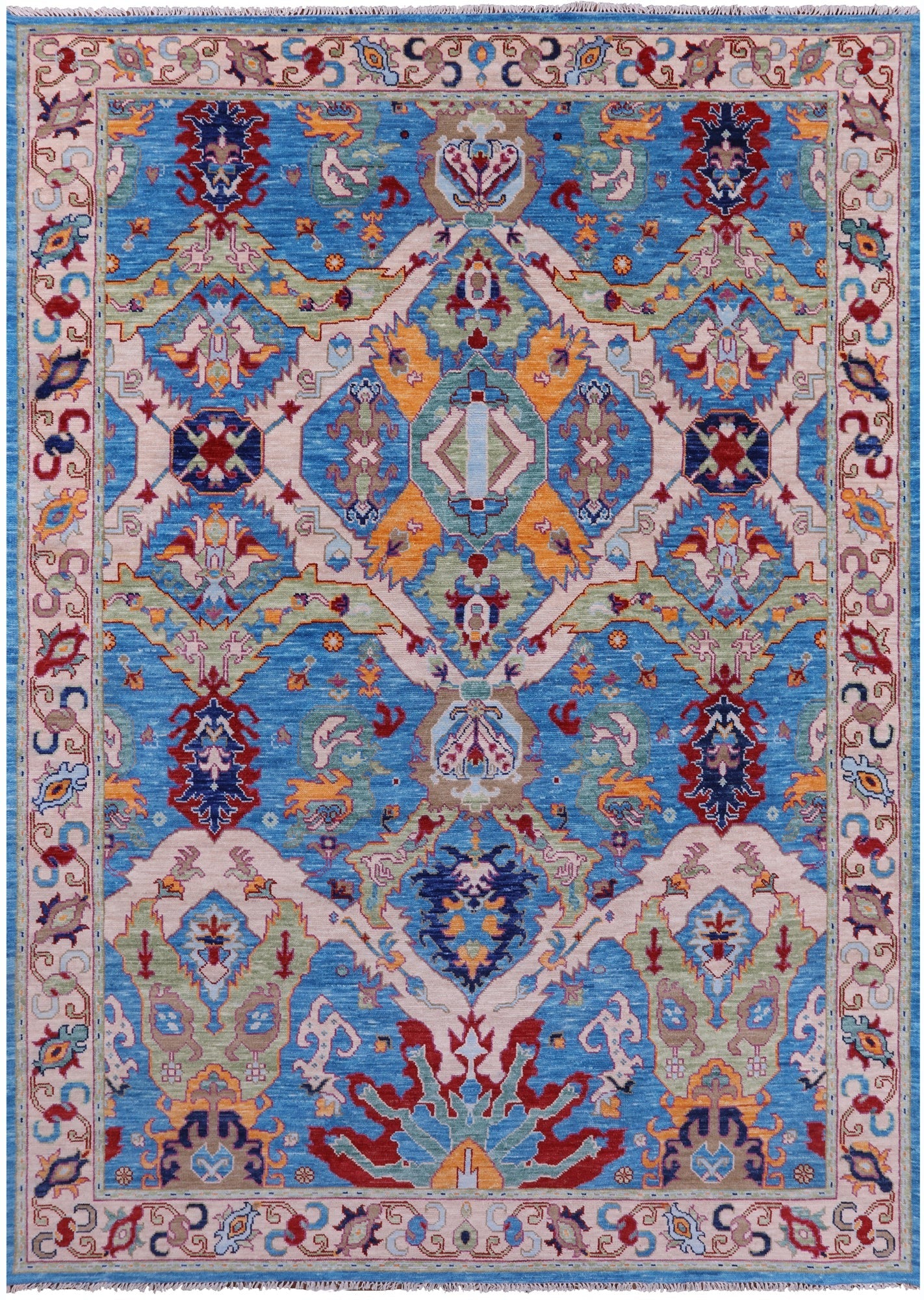 Blue Kazak Hand Knotted Wool Rug - 9' 0" X 12' 7" - Golden Nile