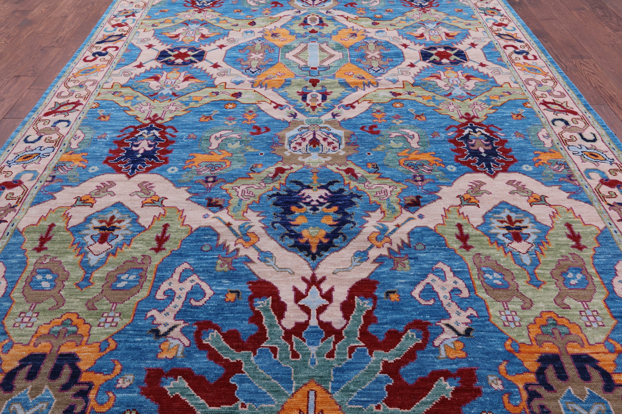 Blue Kazak Hand Knotted Wool Rug - 9' 0" X 12' 7" - Golden Nile
