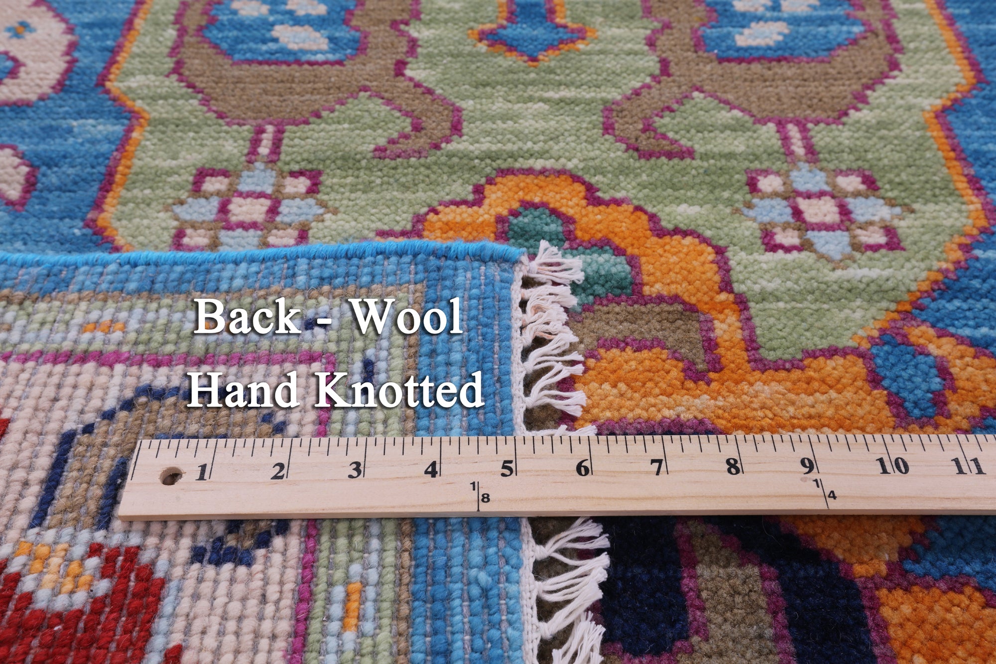 Blue Kazak Hand Knotted Wool Rug - 9' 0" X 12' 7" - Golden Nile
