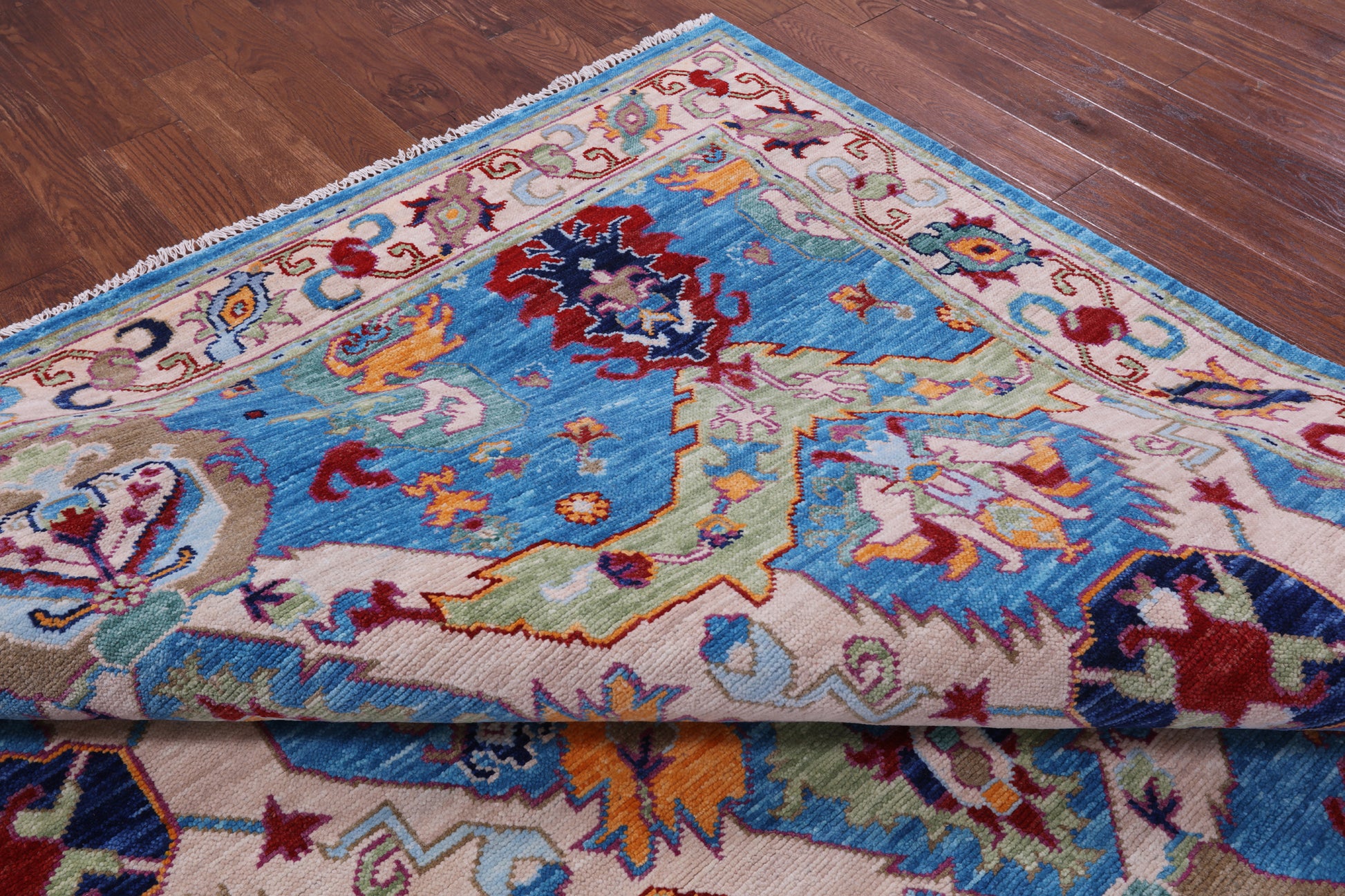 Blue Kazak Hand Knotted Wool Rug - 9' 0" X 12' 7" - Golden Nile