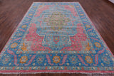 Blue Heriz Serapi Hand Knotted Wool Rug - 9' 0" X 12' 2" - Golden Nile