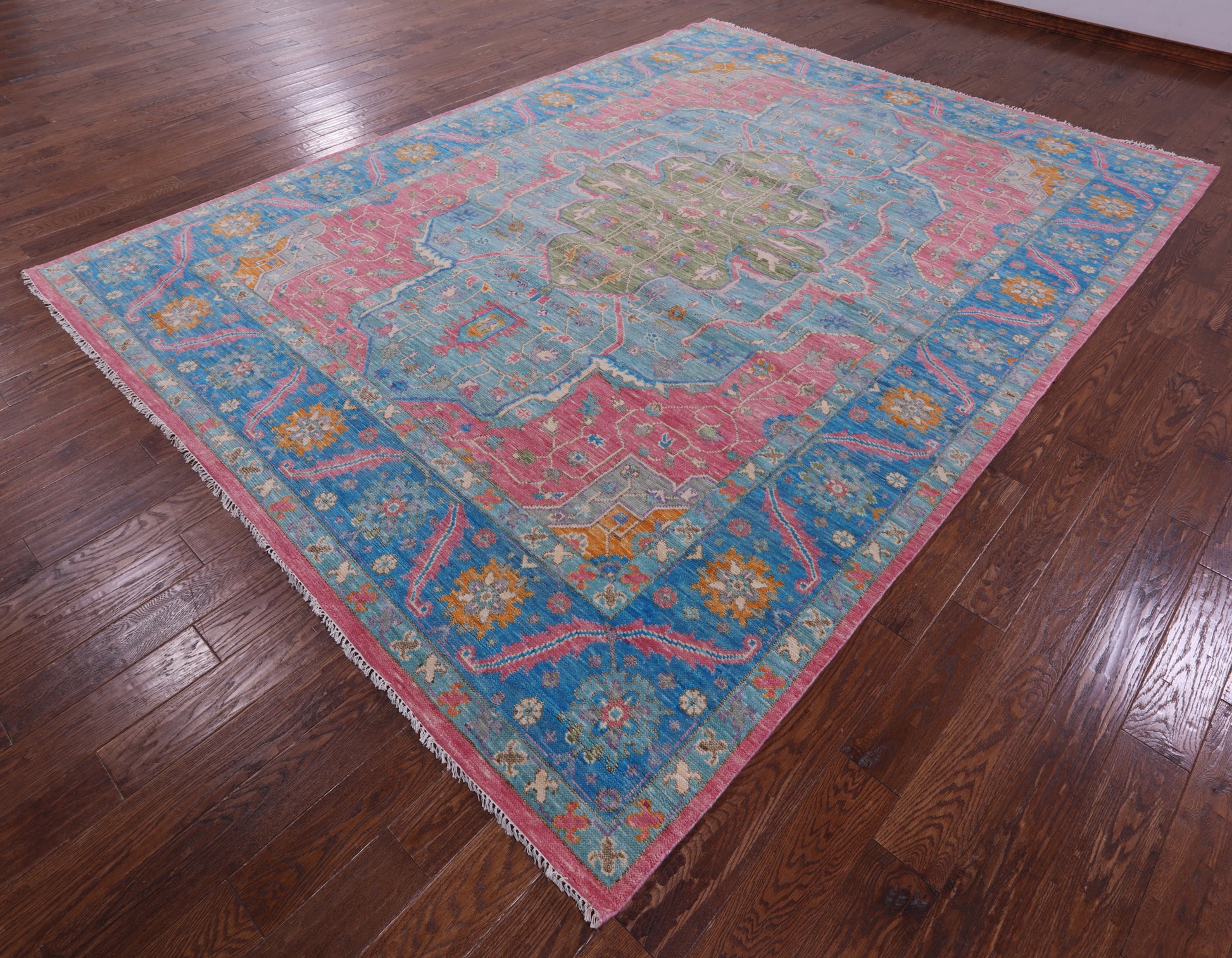 Blue Heriz Serapi Hand Knotted Wool Rug - 9' 0" X 12' 2" - Golden Nile