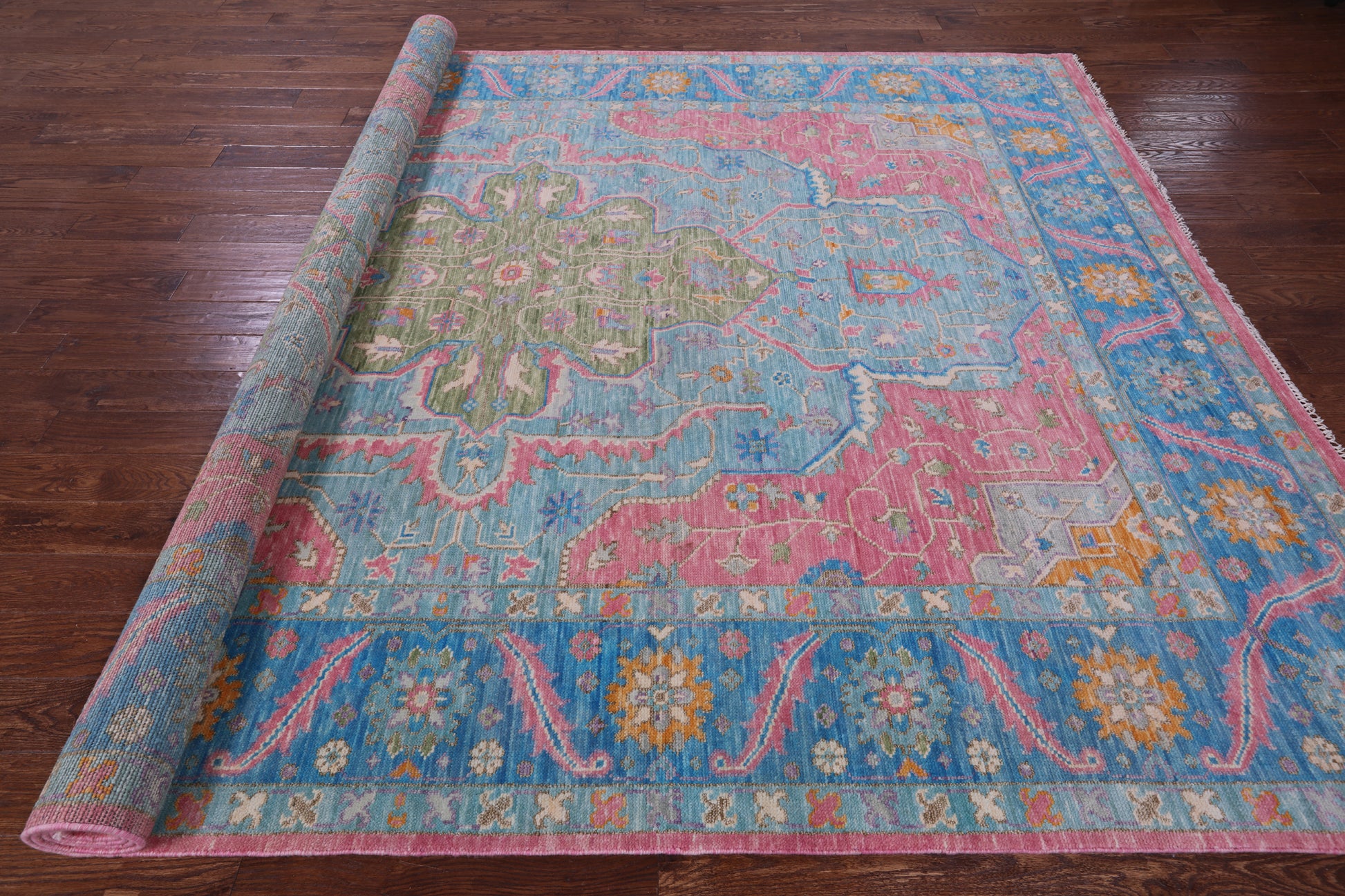 Blue Heriz Serapi Hand Knotted Wool Rug - 9' 0" X 12' 2" - Golden Nile