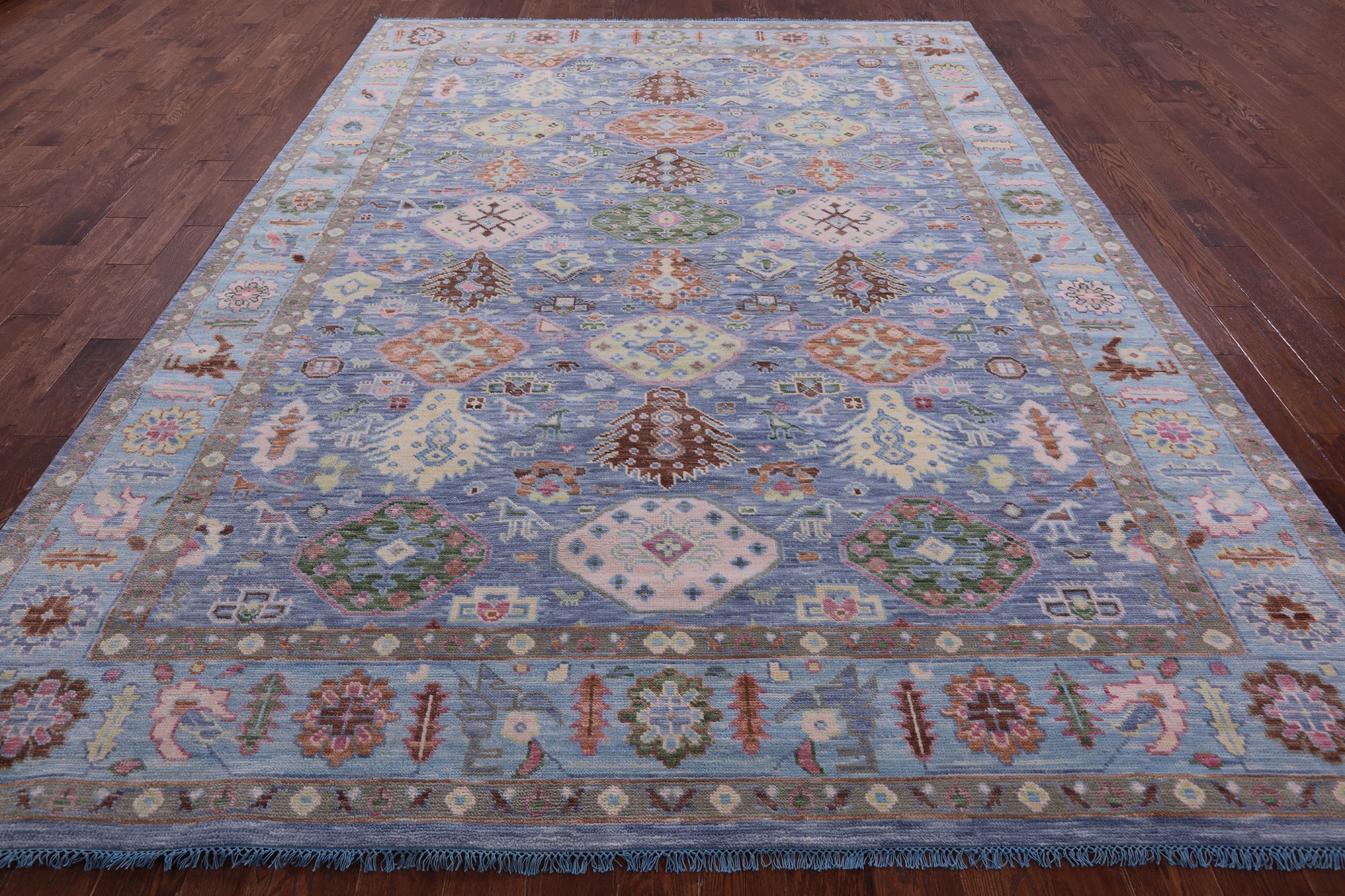 Blue Heriz Serapi Hand Knotted Wool Rug - 8' 11" X 11' 10" - Golden Nile