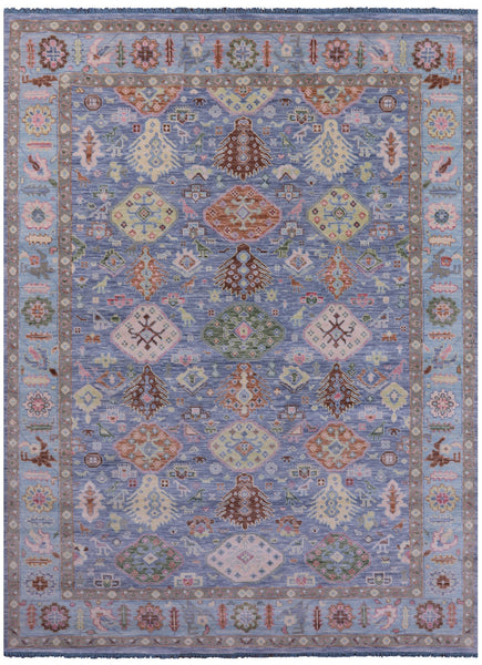 Blue Heriz Serapi Hand Knotted Wool Rug - 8' 11" X 11' 10" - Golden Nile