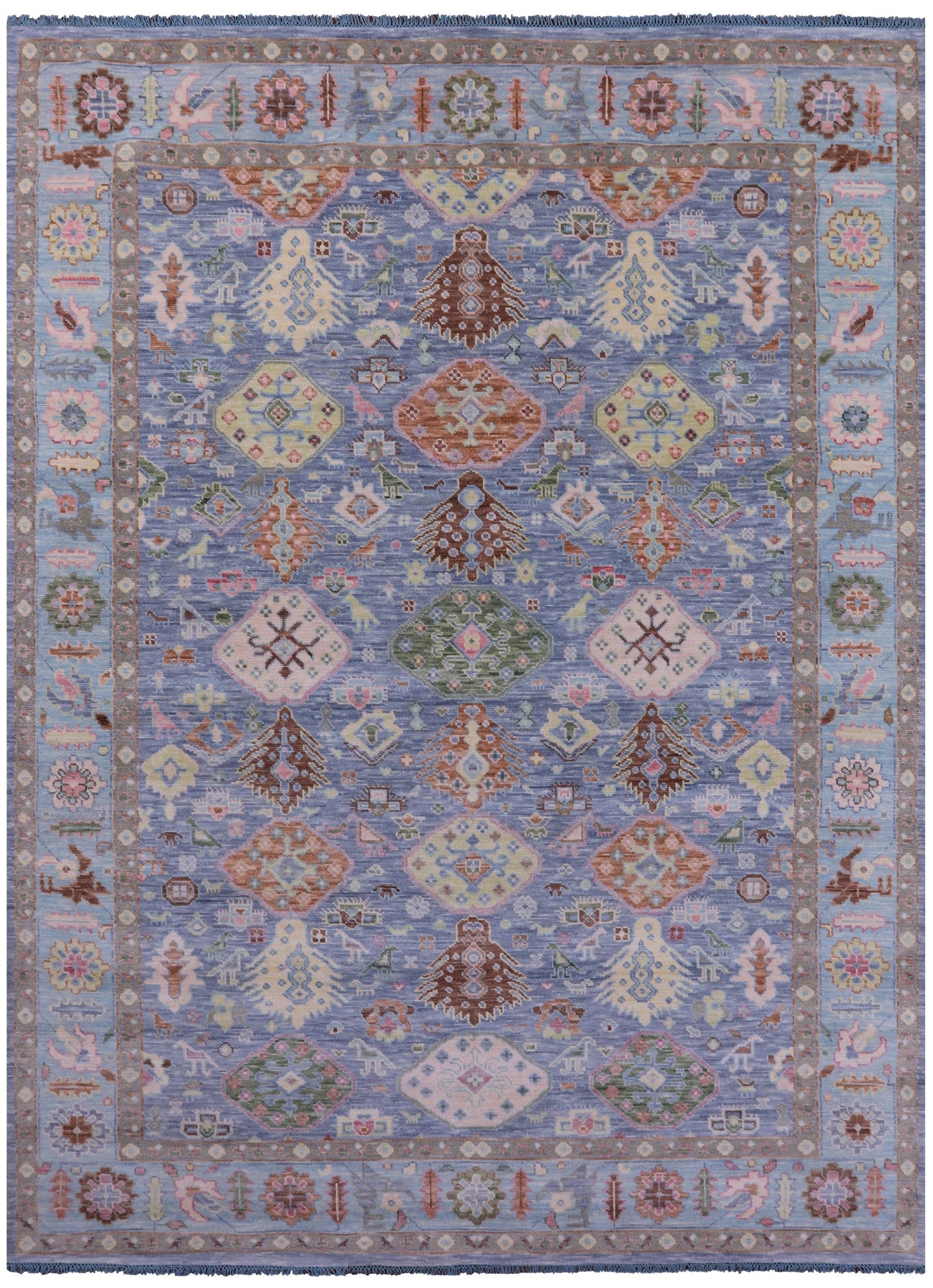 Blue Heriz Serapi Hand Knotted Wool Rug - 8' 11" X 11' 10" - Golden Nile