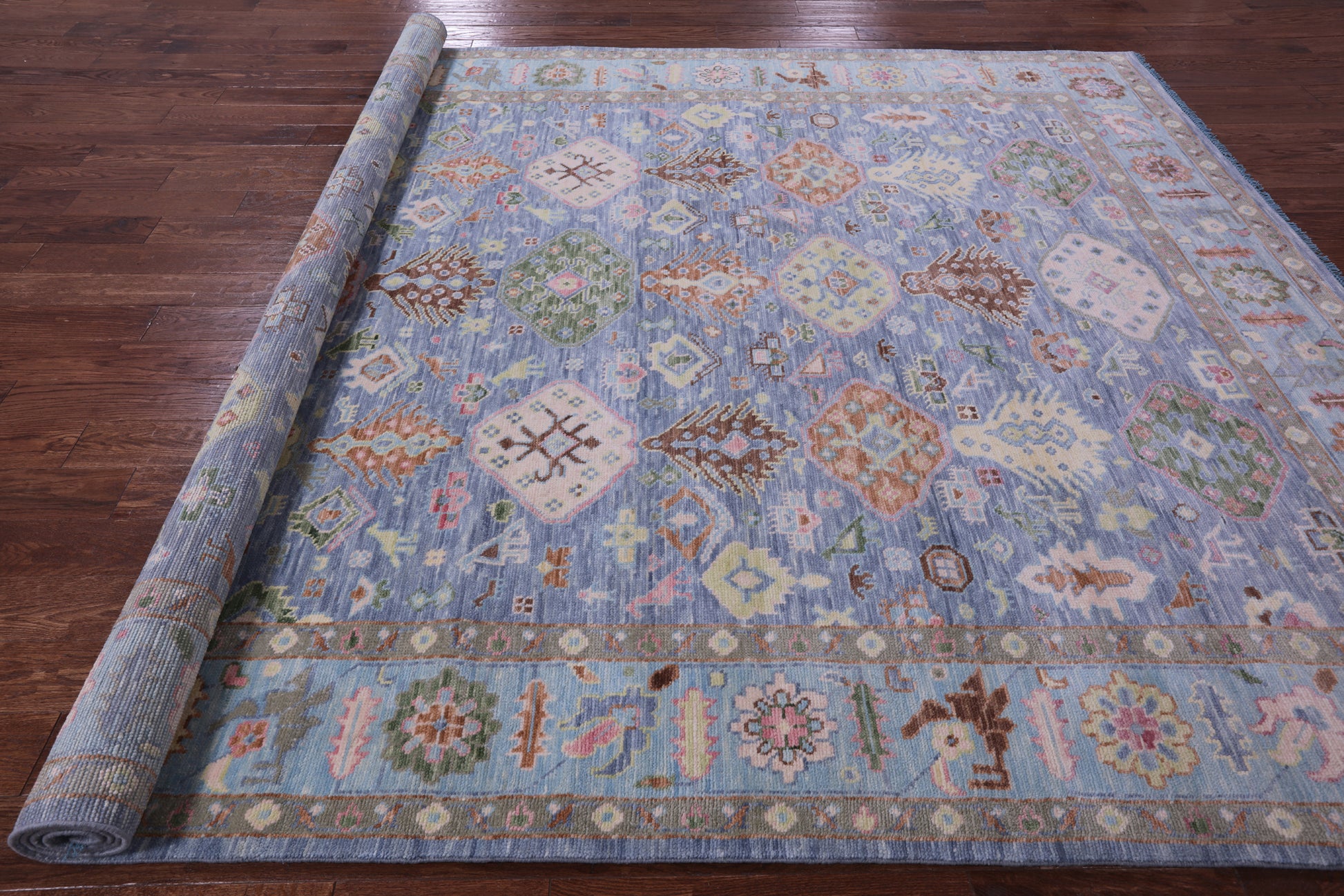 Blue Heriz Serapi Hand Knotted Wool Rug - 8' 11" X 11' 10" - Golden Nile