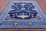 Blue Square Turkish Oushak Hand Knotted Wool Rug - 9' 0" X 9' 4" - Golden Nile