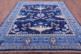 Blue Square Turkish Oushak Hand Knotted Wool Rug - 9' 0" X 9' 4" - Golden Nile