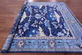Blue Square Turkish Oushak Hand Knotted Wool Rug - 9' 0" X 9' 4" - Golden Nile