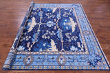 Blue Square Turkish Oushak Hand Knotted Wool Rug - 8' 1" X 8' 1" - Golden Nile
