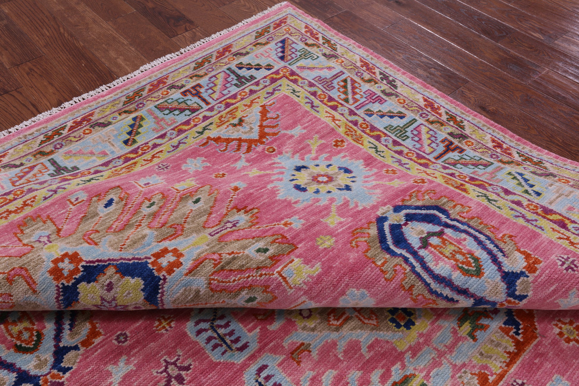 Pink Kazak Hand Knotted Wool Rug - 8' 3" X 10' 6" - Golden Nile