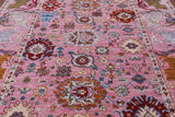 Pink Turkish Oushak Hand Knotted Wool Rug - 8' 1" X 10' 0" - Golden Nile