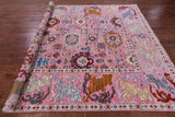 Pink Turkish Oushak Hand Knotted Wool Rug - 8' 1" X 10' 0" - Golden Nile