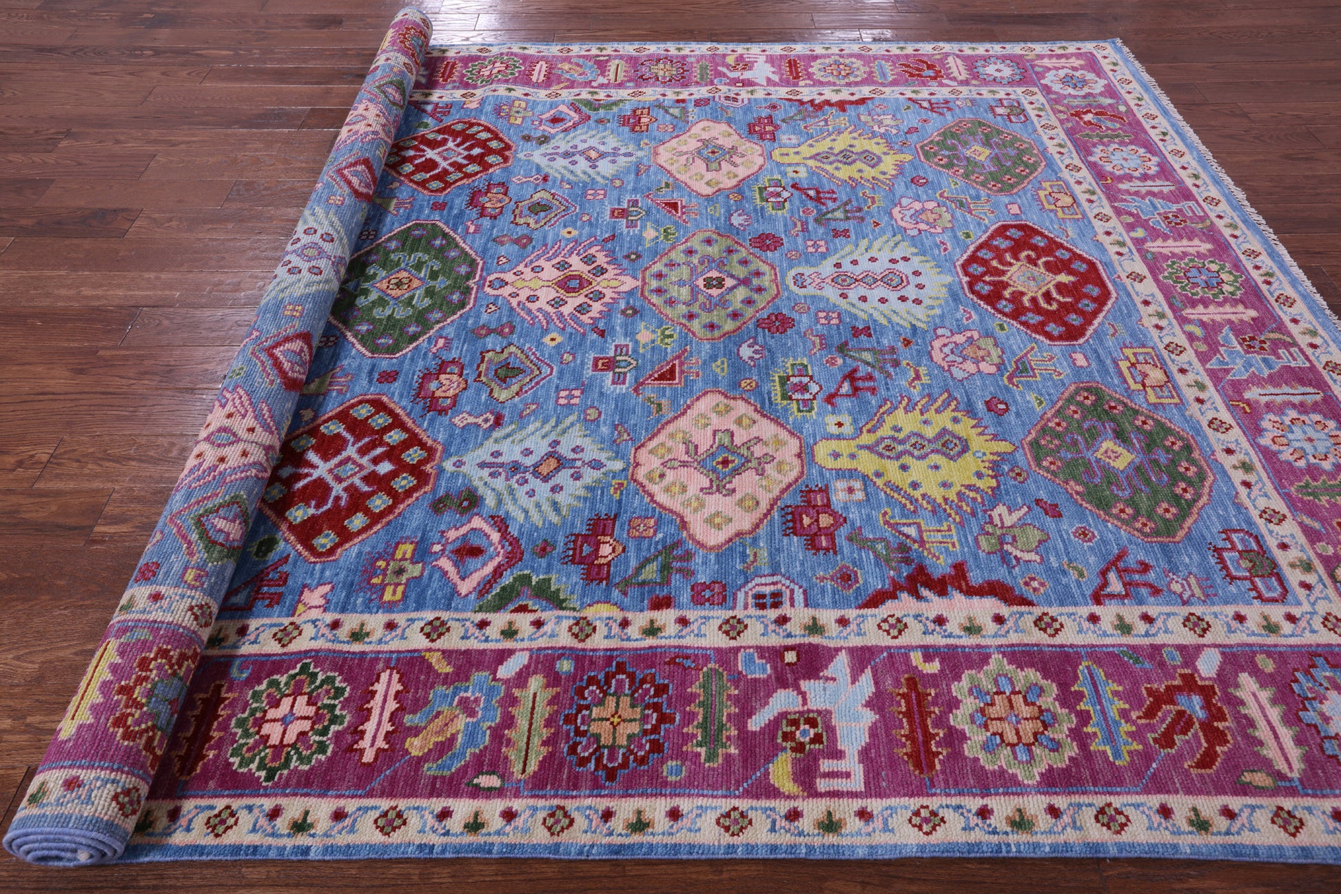 Blue Heriz Serapi Hand Knotted Wool Rug - 8' 0" X 10' 4" - Golden Nile