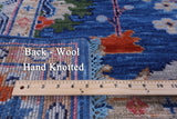 Blue Square Turkish Oushak Hand Knotted Wool Rug - 7' 11" X 8' 0" - Golden Nile