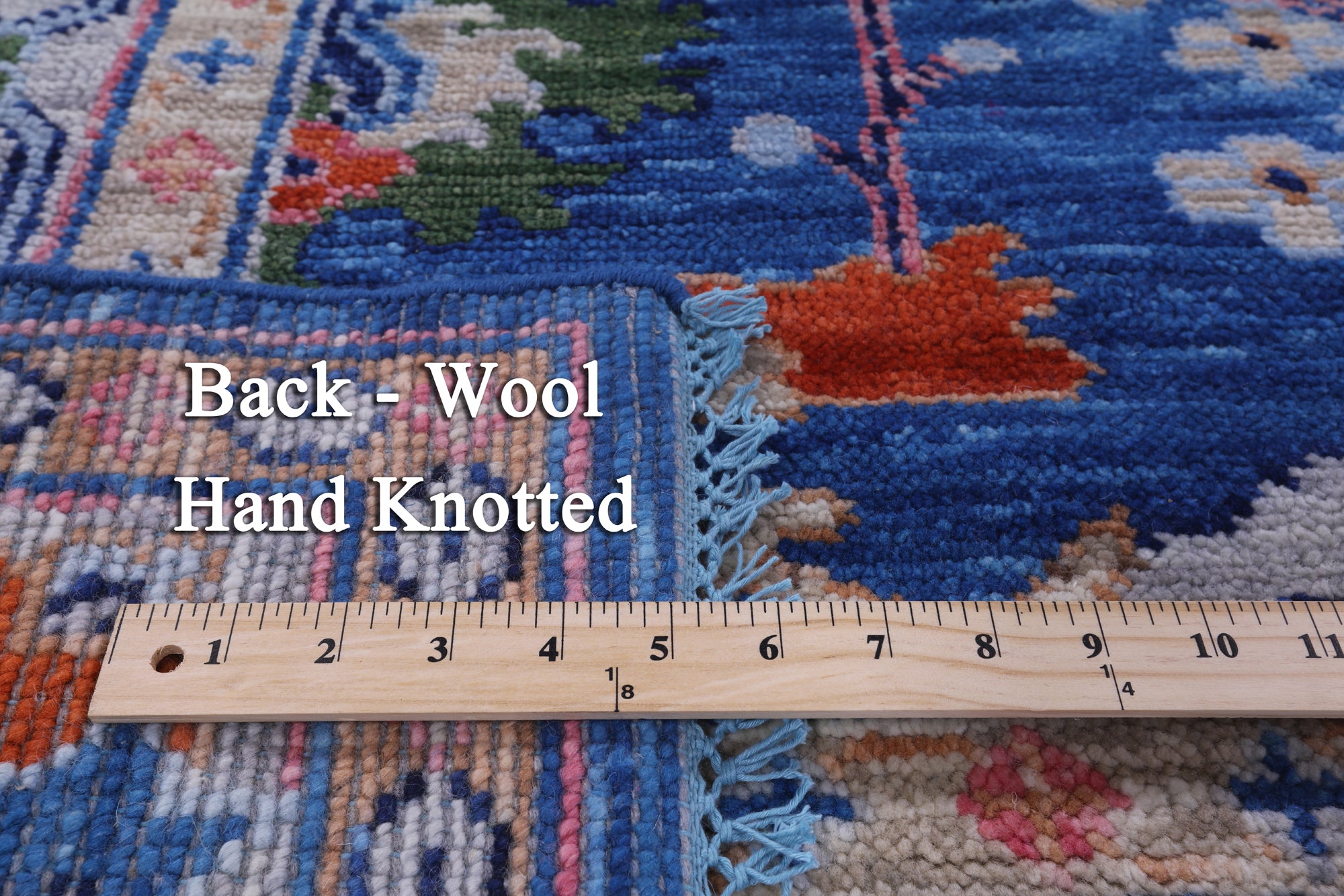 Blue Square Turkish Oushak Hand Knotted Wool Rug - 7' 11" X 8' 0" - Golden Nile