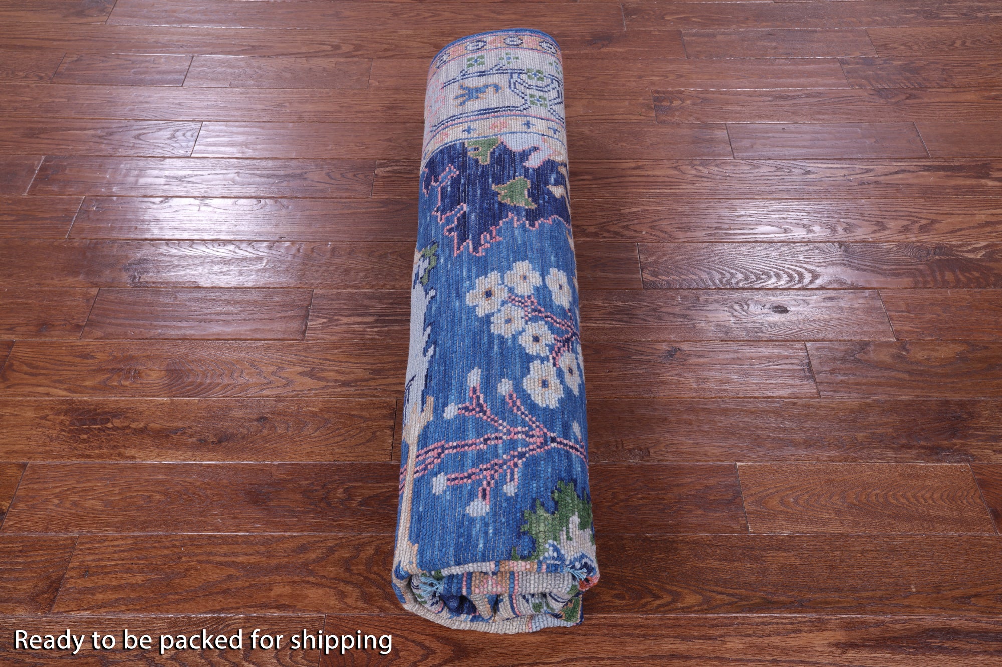 Blue Square Turkish Oushak Hand Knotted Wool Rug - 7' 11" X 8' 0" - Golden Nile