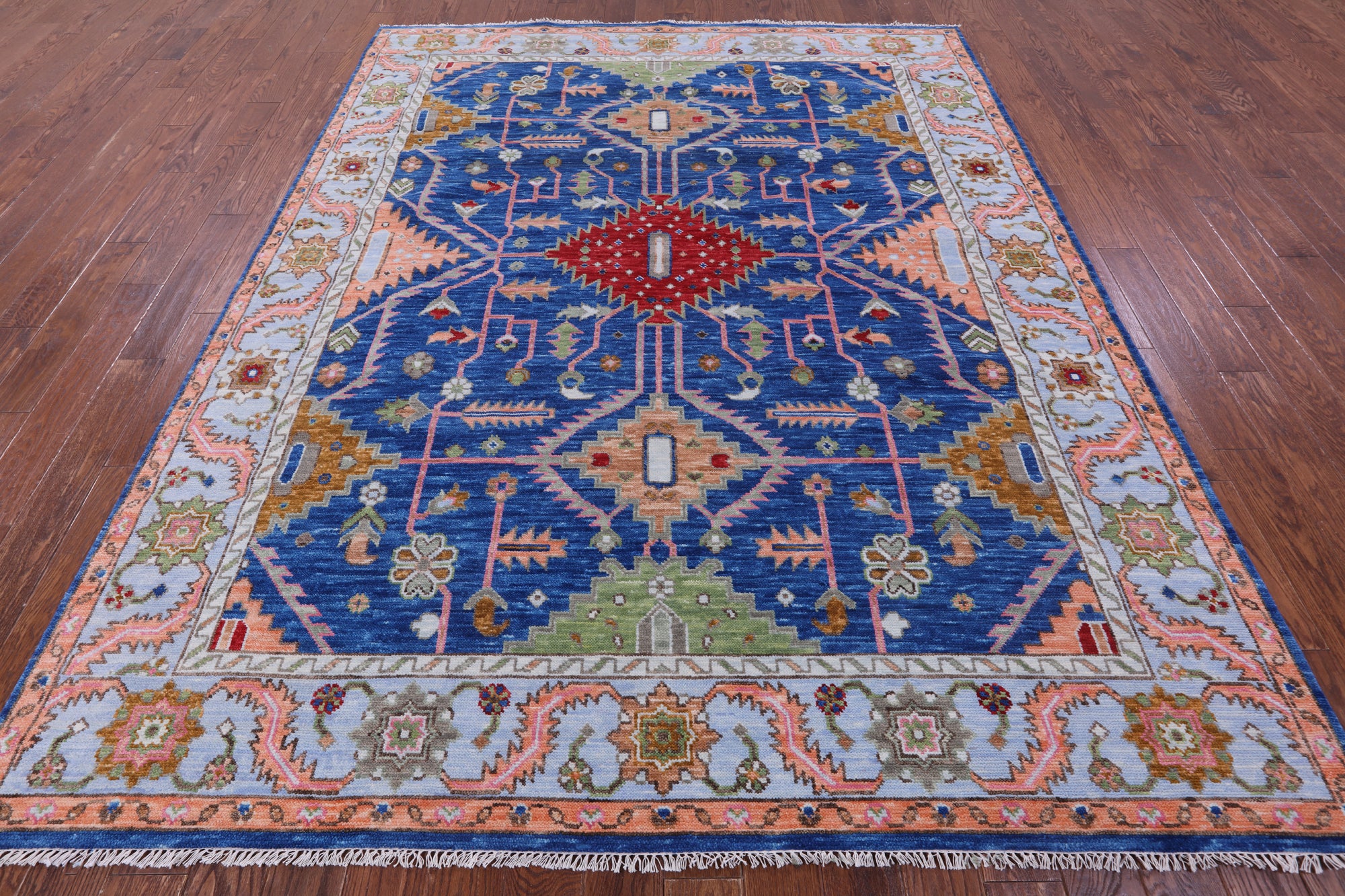 Blue Kazak Hand Knotted Wool Rug - 7' 11" X 10' 1" - Golden Nile