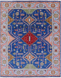 Blue Kazak Hand Knotted Wool Rug - 7' 11" X 10' 1" - Golden Nile