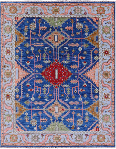 Blue Kazak Hand Knotted Wool Rug - 7' 11" X 10' 1" - Golden Nile