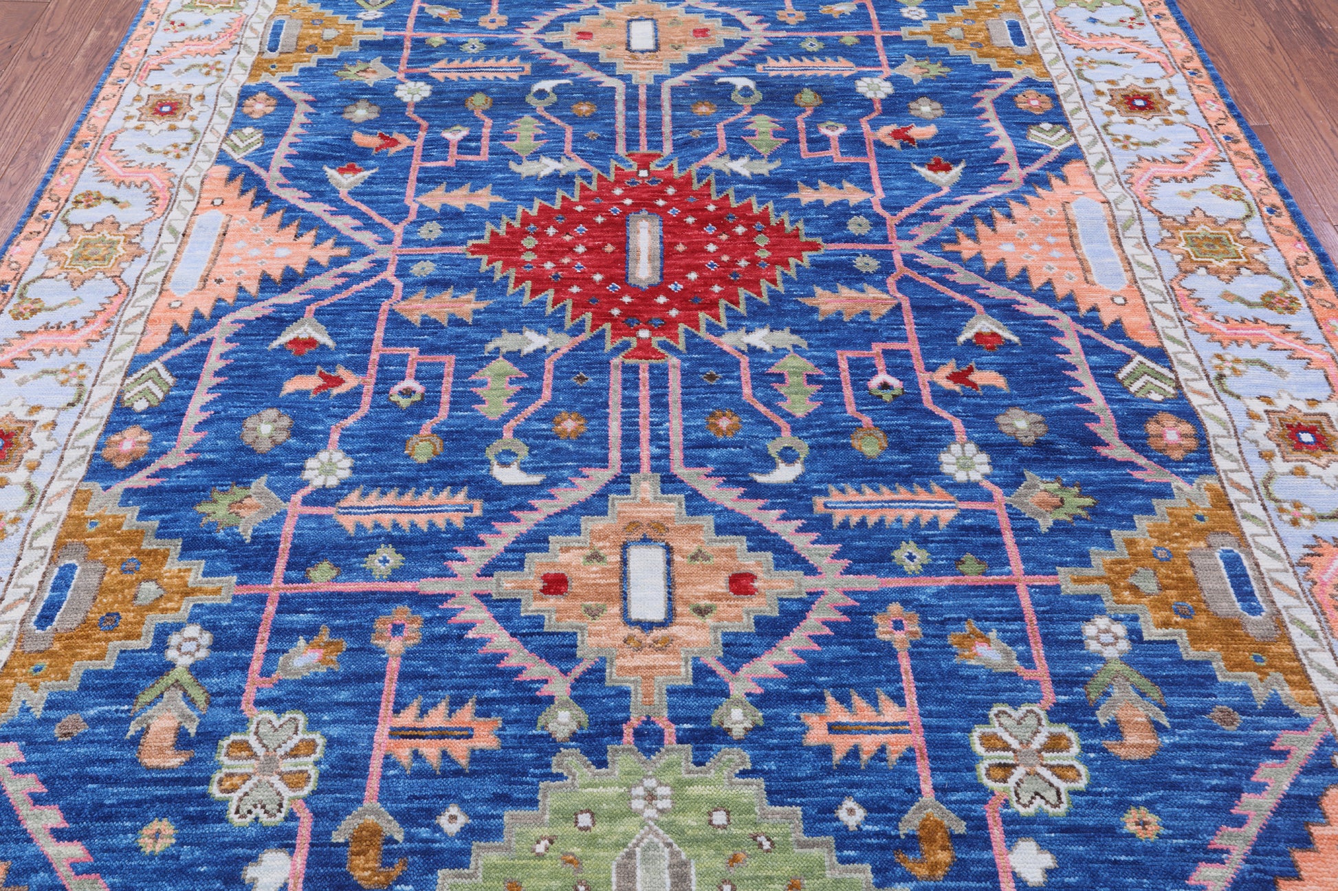 Blue Kazak Hand Knotted Wool Rug - 7' 11" X 10' 1" - Golden Nile