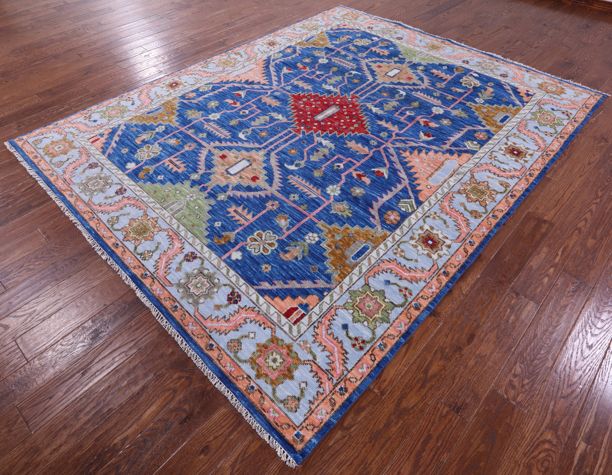Blue Kazak Hand Knotted Wool Rug - 7' 11" X 10' 1" - Golden Nile