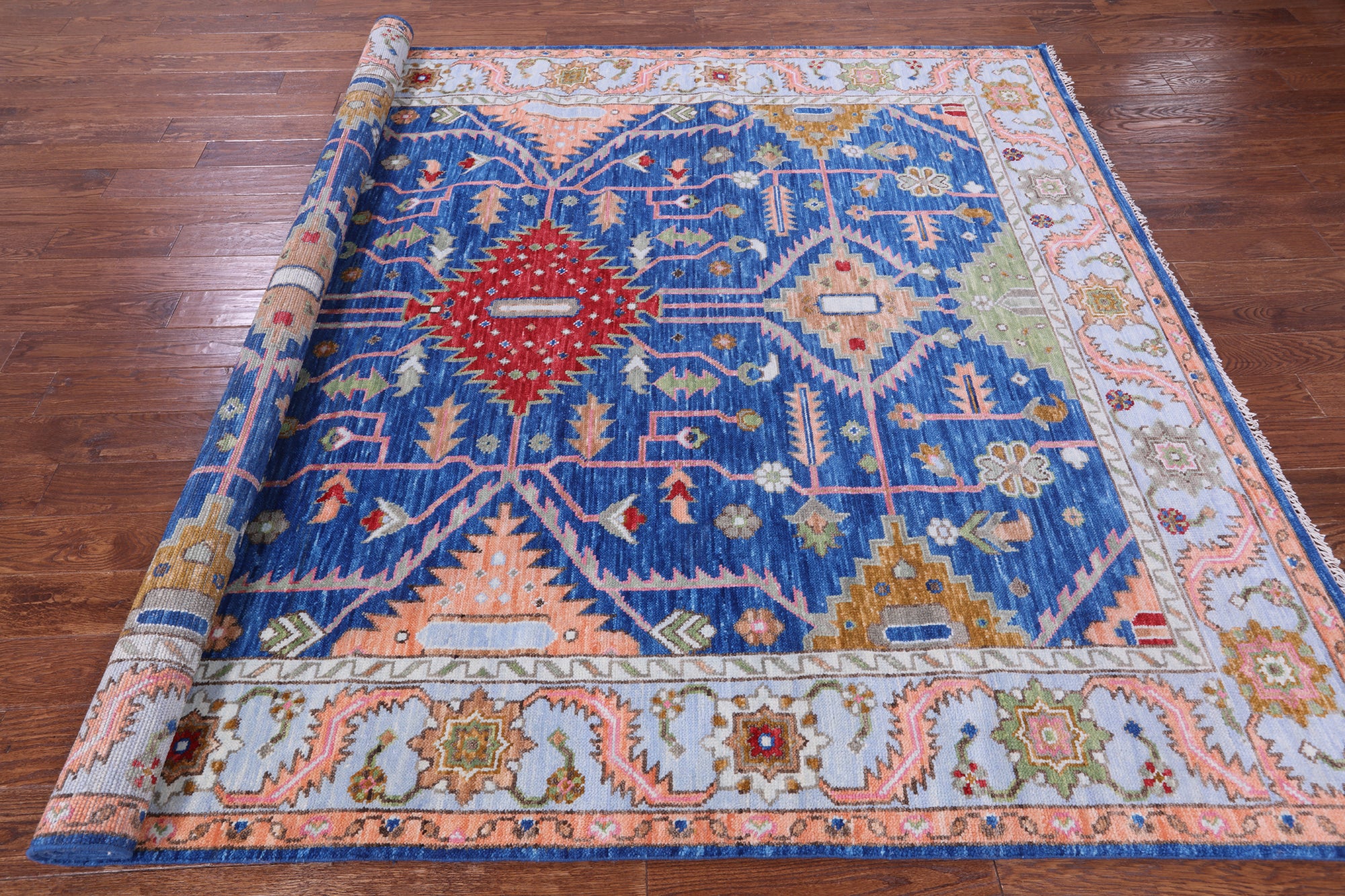 Blue Kazak Hand Knotted Wool Rug - 7' 11" X 10' 1" - Golden Nile
