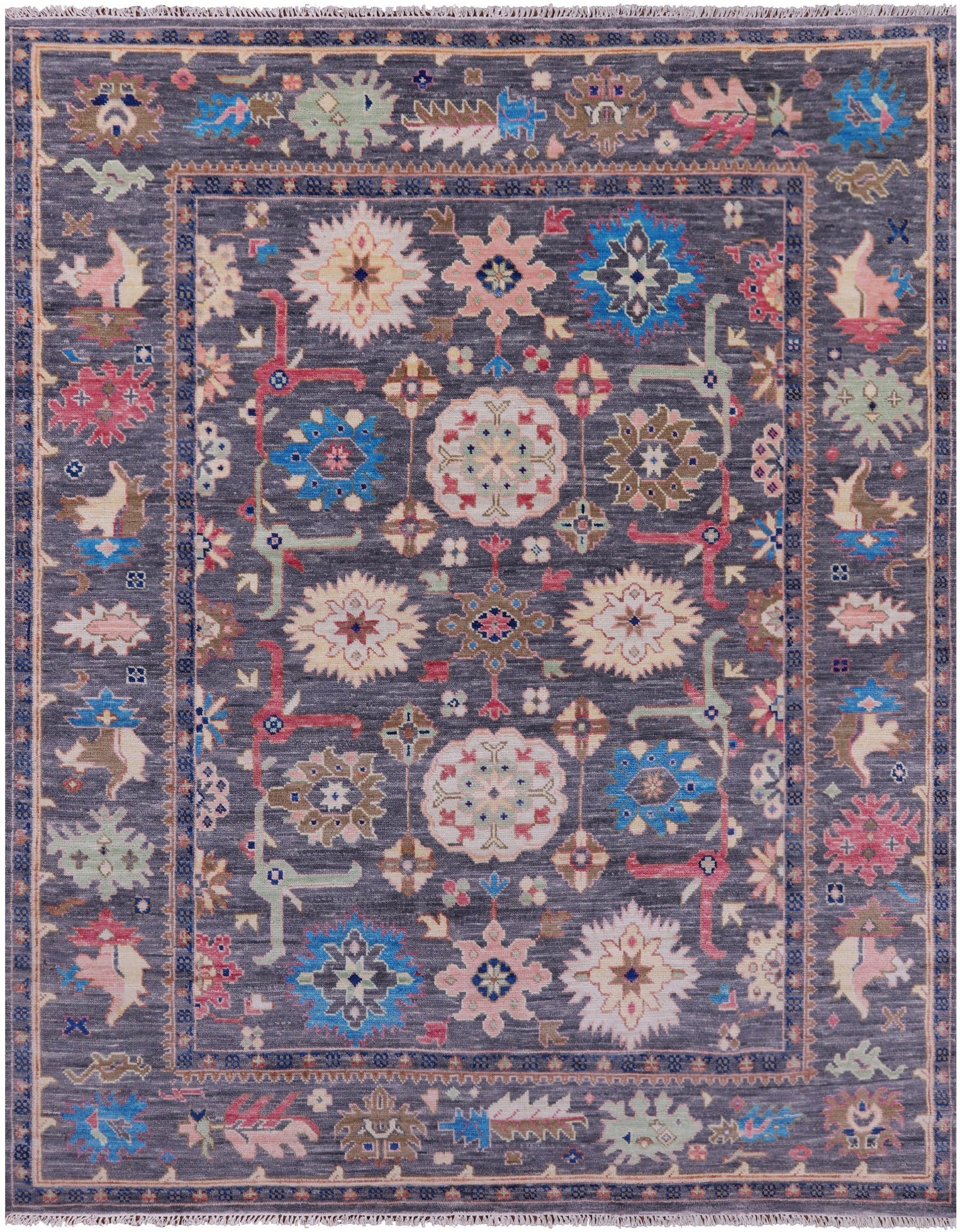 Grey Turkish Oushak Hand Knotted Wool Rug - 8' 3" X 10' 3" - Golden Nile