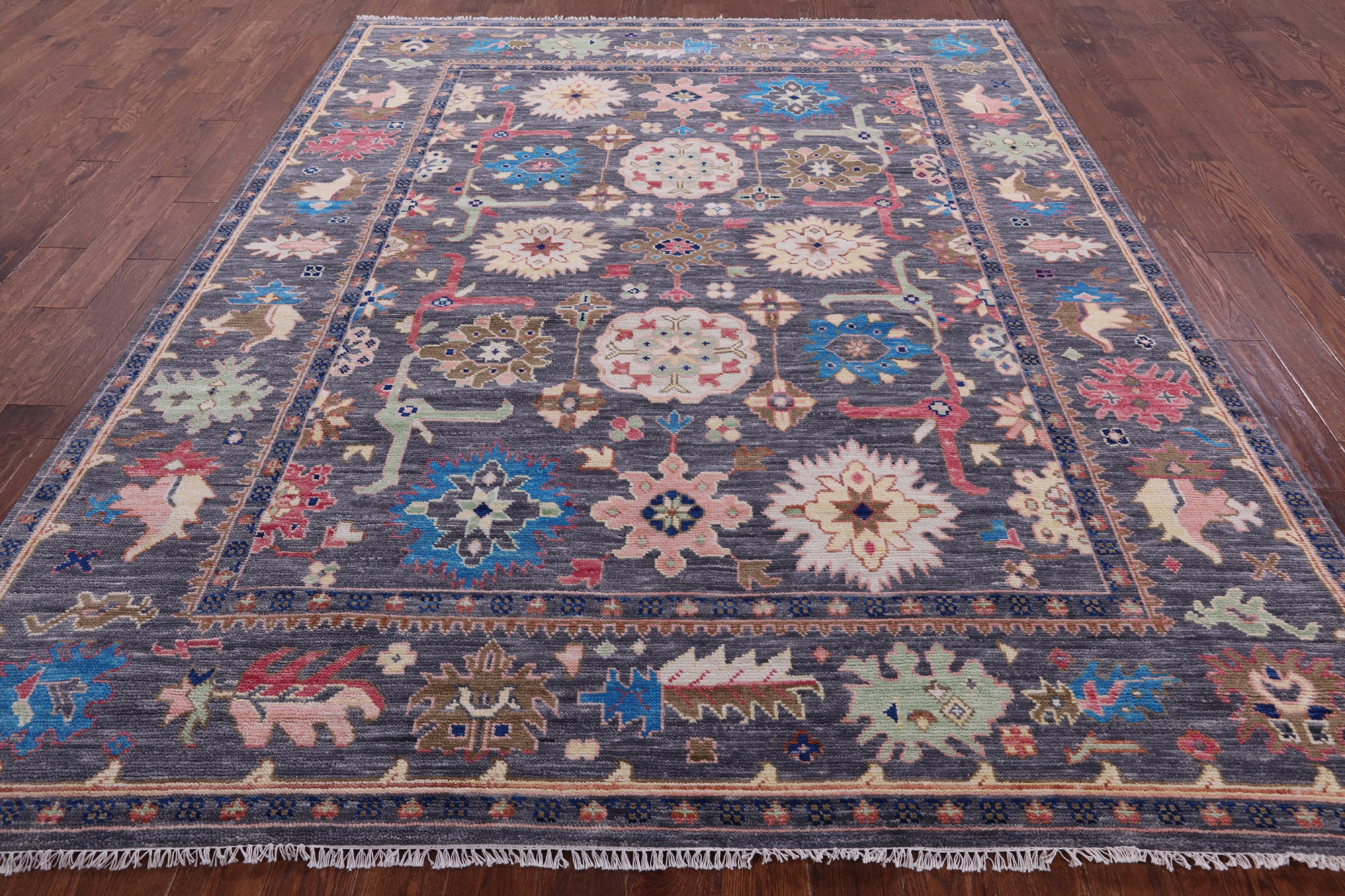 Grey Turkish Oushak Hand Knotted Wool Rug - 8' 3" X 10' 3" - Golden Nile