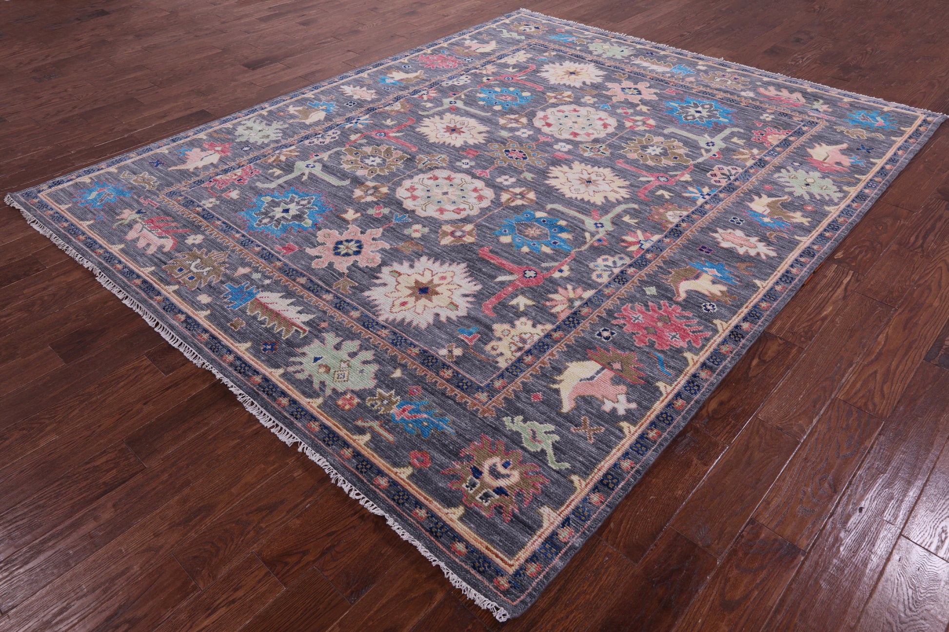 Grey Turkish Oushak Hand Knotted Wool Rug - 8' 3" X 10' 3" - Golden Nile
