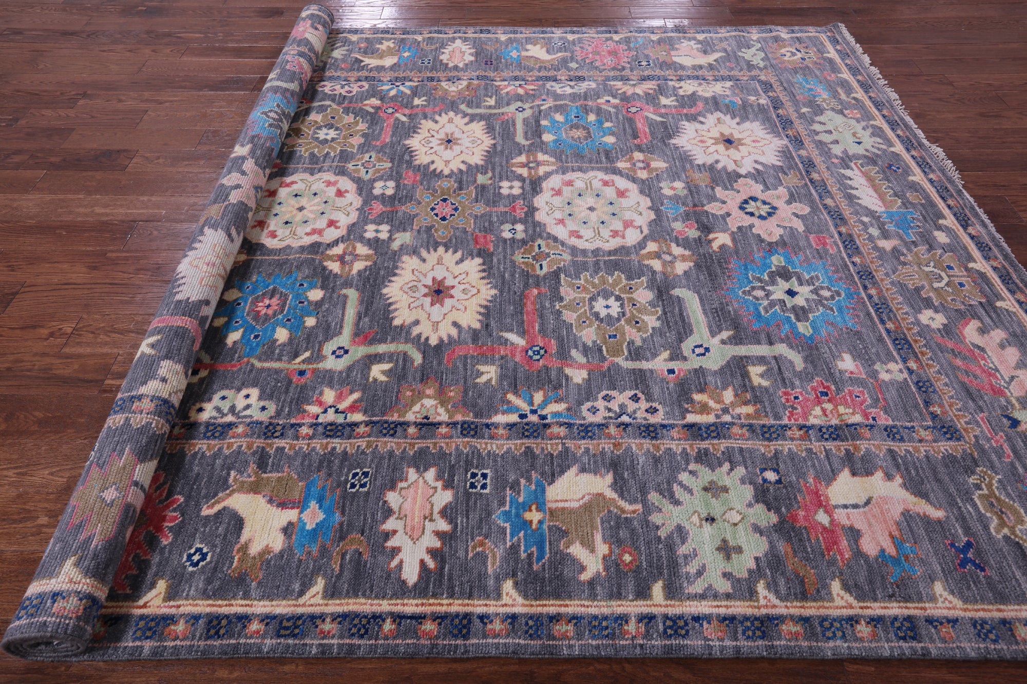 Grey Turkish Oushak Hand Knotted Wool Rug - 8' 3" X 10' 3" - Golden Nile