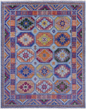 Blue Turkmen Ersari Hand Knotted Wool Rug - 8' 0" X 10' 3" - Golden Nile
