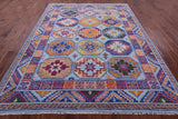 Blue Turkmen Ersari Hand Knotted Wool Rug - 8' 0" X 10' 3" - Golden Nile