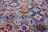 Blue Turkmen Ersari Hand Knotted Wool Rug - 8' 0" X 10' 3" - Golden Nile