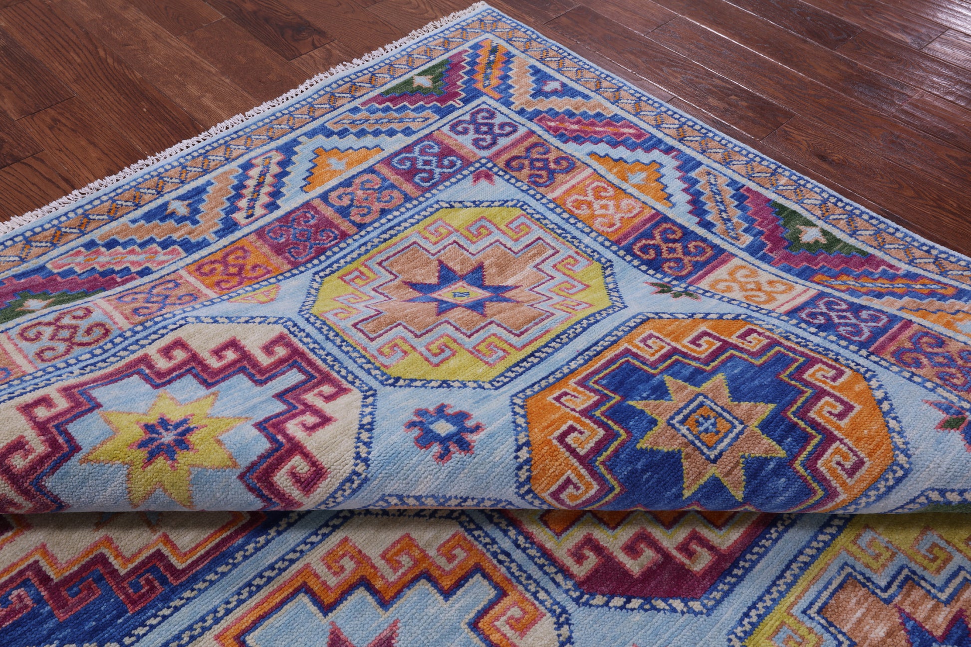 Blue Turkmen Ersari Hand Knotted Wool Rug - 8' 0" X 10' 3" - Golden Nile