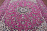 Pink Persian Nain Handmade Wool & Silk Rug - 7' 11" X 10' 0" - Golden Nile