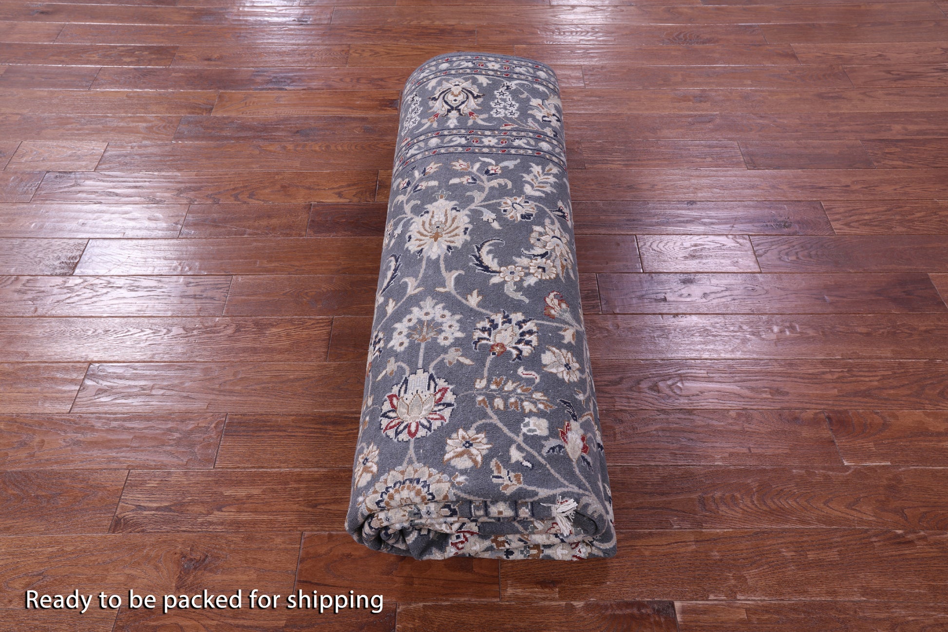 Grey Persian Nain Hand Knotted Wool & Silk Rug - 8' 0" X 10' 0" - Golden Nile