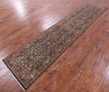 Blue Persian Hill Herati Handmade Wool Runner Rug - 2' 6" X 12' 0" - Golden Nile